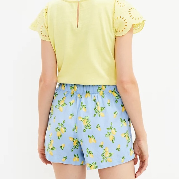 Loft SMALL Pleated Pull-On Shorts in Lemon - Picture 2 of 5